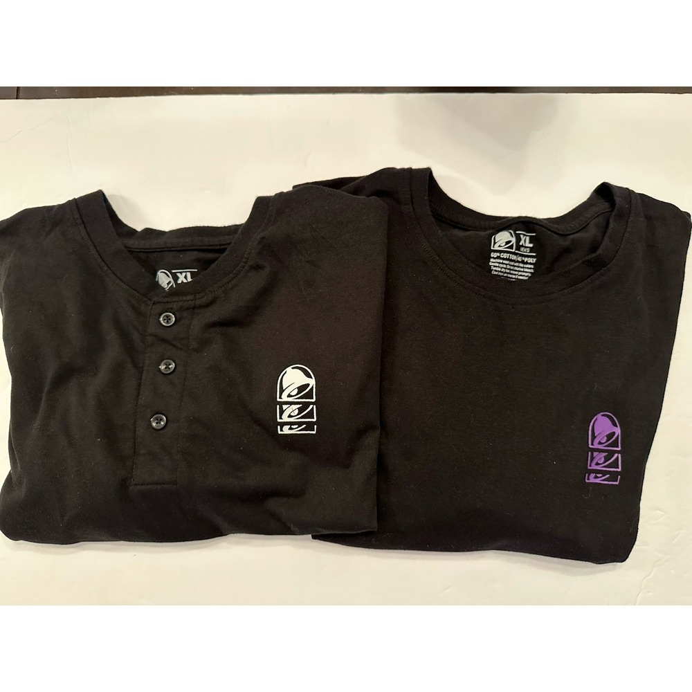 2 Taco Bell Shirt Mens Size XL Black Logo Tee Fast Food Retro Art